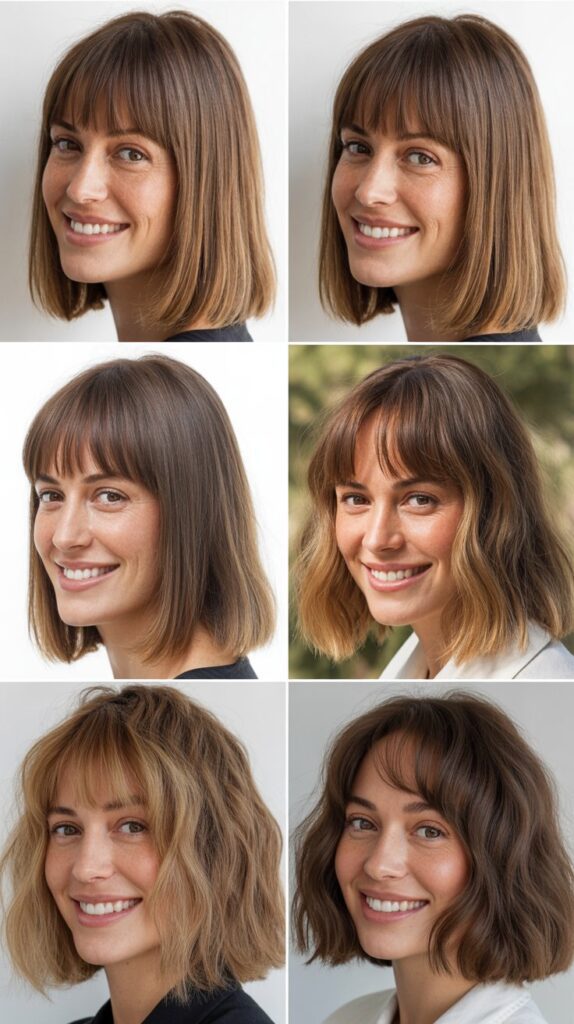 Long Bob With Babylights And Bangs