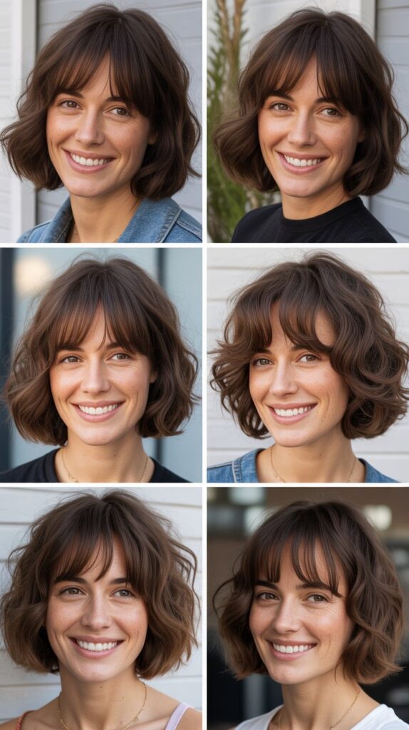  Textured Layered Bob With Curtain Bangs