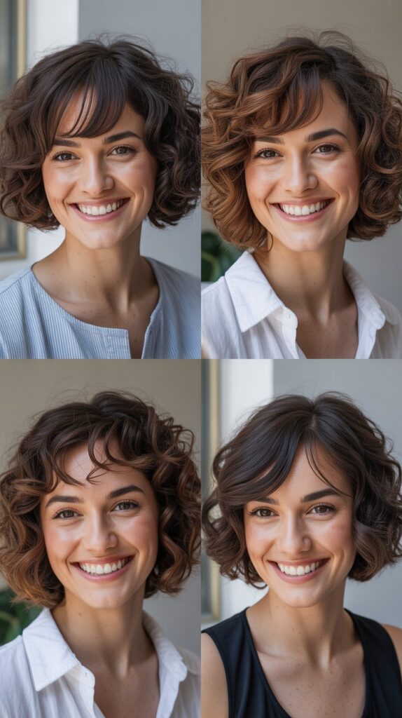 Curly Bob With Long Side-Parted Bangs