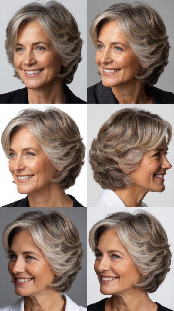 41 Modern Sassy Medium-Length Hairstyles for Older Women to Try Now 34 Textured Collarbone Cut with Peek-A-Boo Highlights