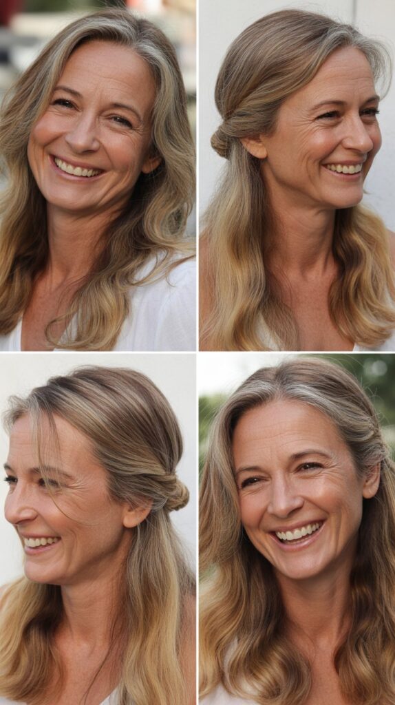 36 Youthful Sassy Long Hairstyles for Older Women That Still Feel Fresh 35 Long Hair with Honey Blonde Highlights