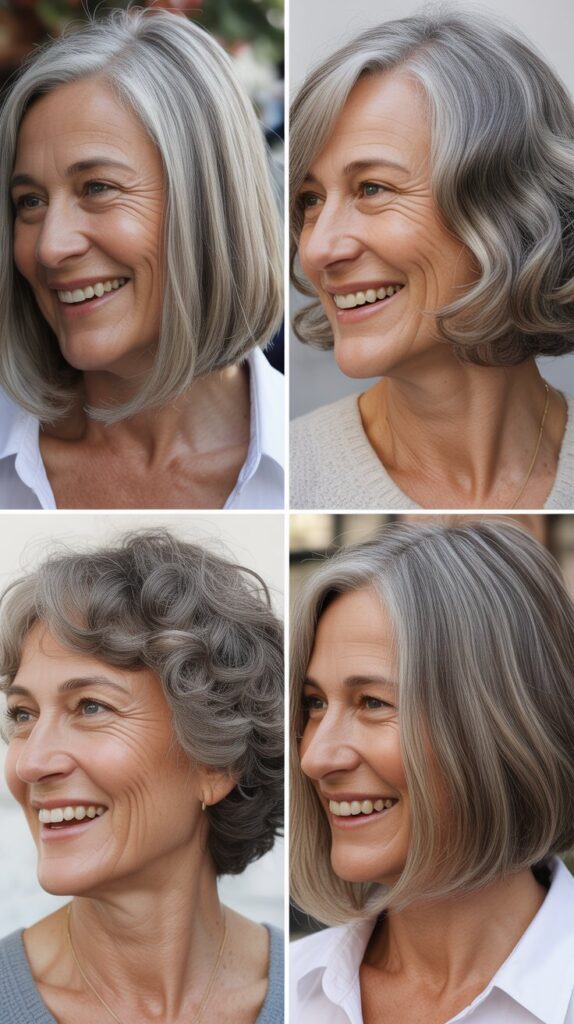 41 Modern Sassy Medium-Length Hairstyles for Older Women to Try Now 3 Shoulder-Length Bob with Blunt Ends