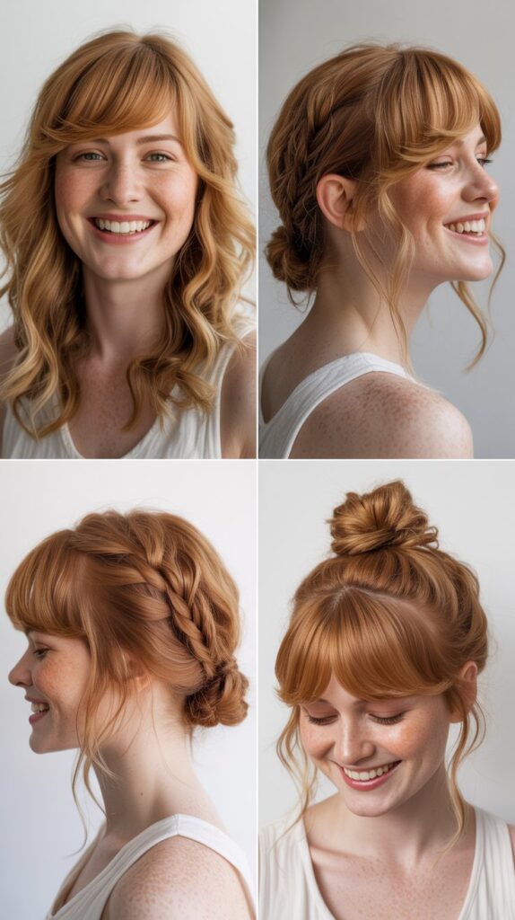 Copper Blonde Waves with Side Bangs