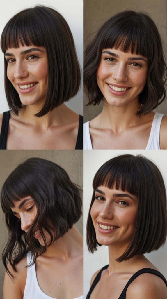  Sleek A-Line Bob With Long Razor-Cut Bangs