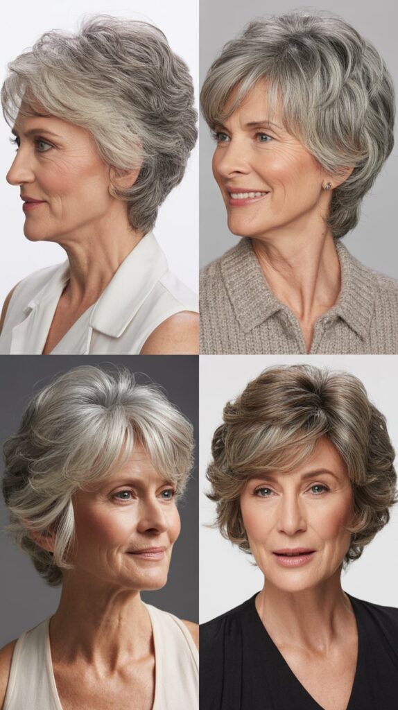 27 Must-Try Hairstyles for Women Over 60 with Fine Medium-Length Straight Hair 22 Layered Style with Crown Volume Focus