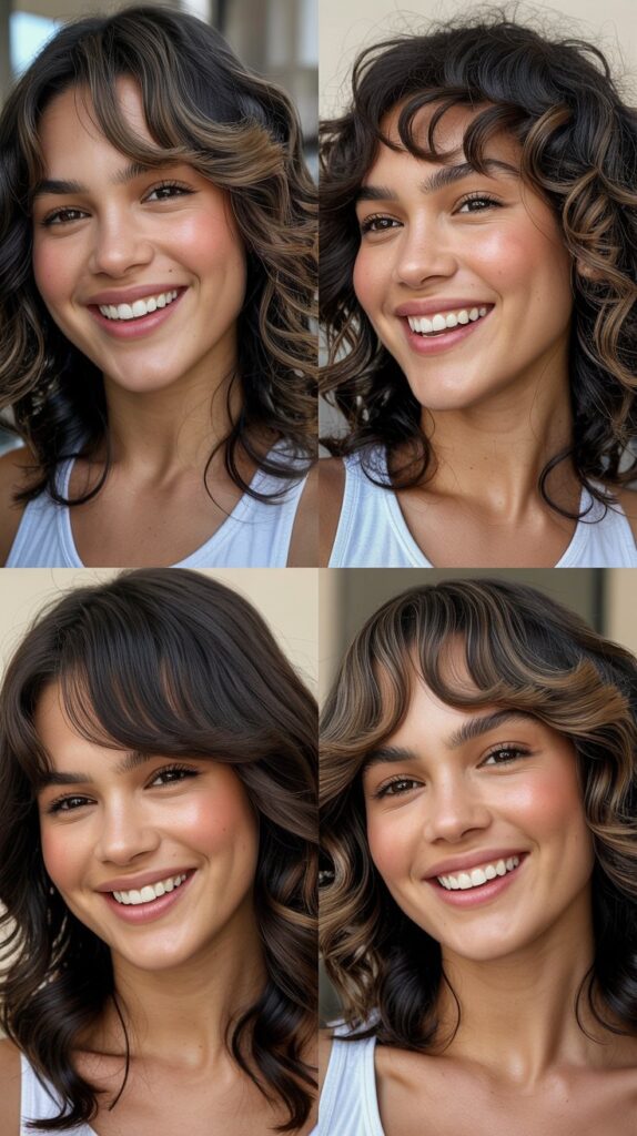 30 Stunning Medium Haircuts With Bangs for Thin Hair That Add Fullness 30 Graduated Midi Cut with Side-Parted Bangs