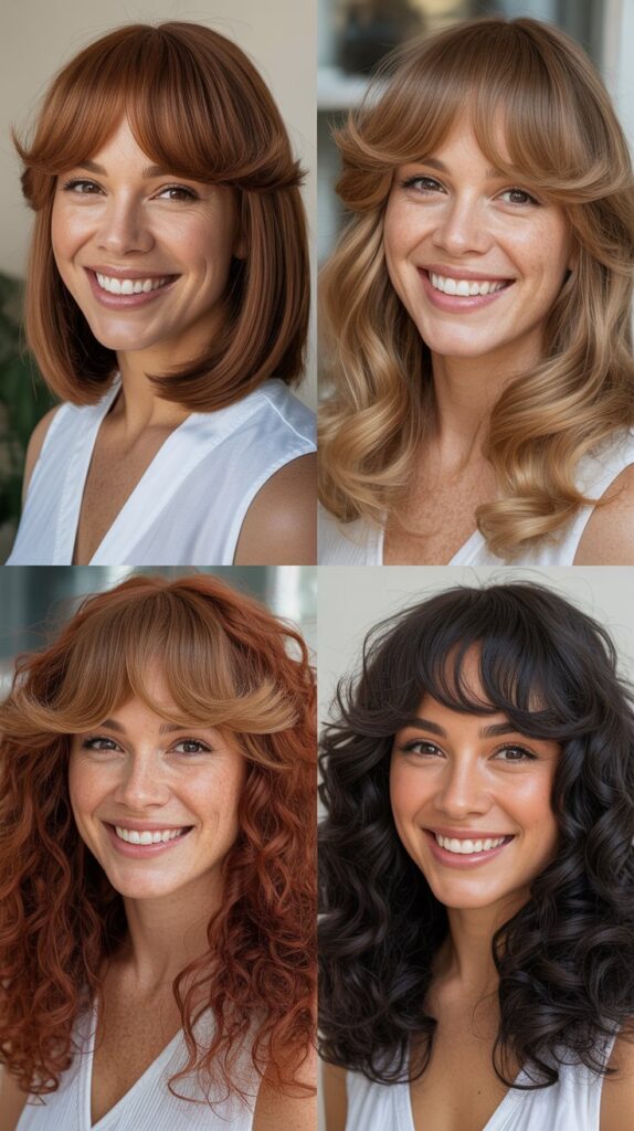 Curved Bob With Long Feathered Bangs