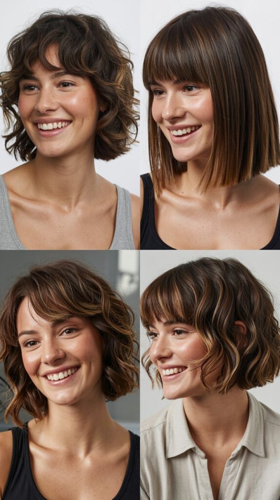 36 Easy-Styling Bob Haircuts With Long Bangs for Busy Days 29 Tousled Bob With Long Piecey Bangs