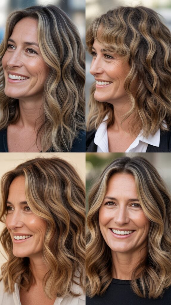 41 Modern Sassy Medium-Length Hairstyles for Older Women to Try Now 4 Wavy Midi Length with Balayage
