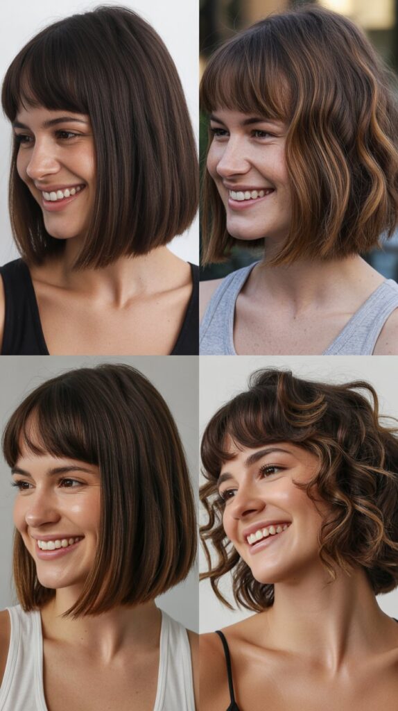  A-Line Bob With Long Curved Bangs