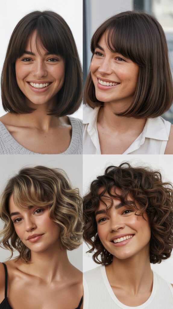  Soft Bob With Long Feathered Curtain Bangs