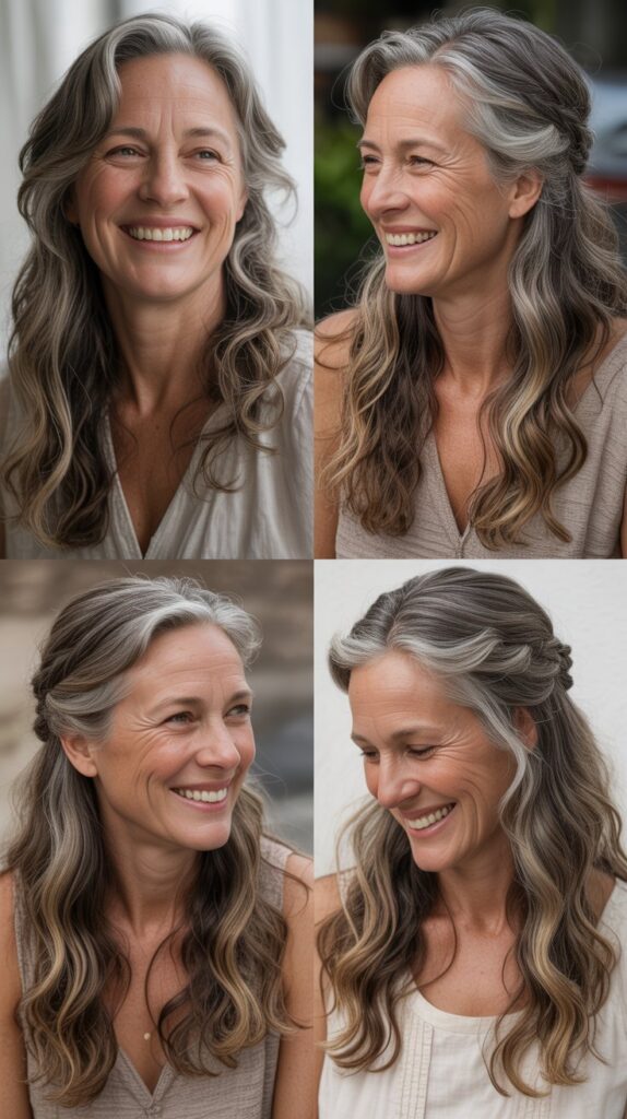 36 Youthful Sassy Long Hairstyles for Older Women That Still Feel Fresh 13 Long Wavy Hair with Lowlights