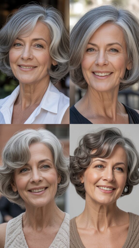 41 Modern Sassy Medium-Length Hairstyles for Older Women to Try Now 29 Graduated Bob with Face-Framing Layers