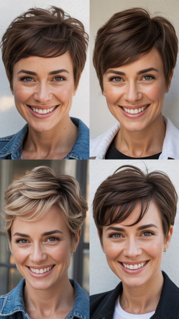 Layered Pixie Grow-Out with Extended Face Framing