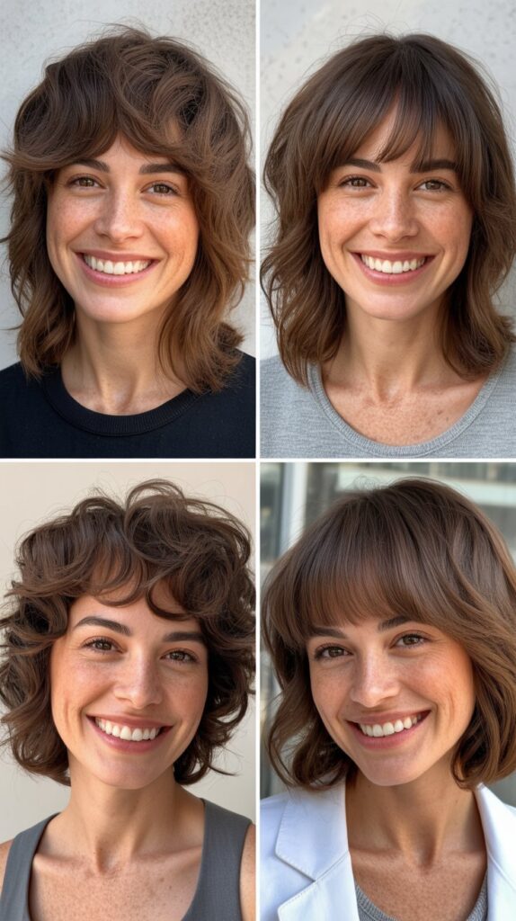 Textured Choppy Layers with Blunt Bangs