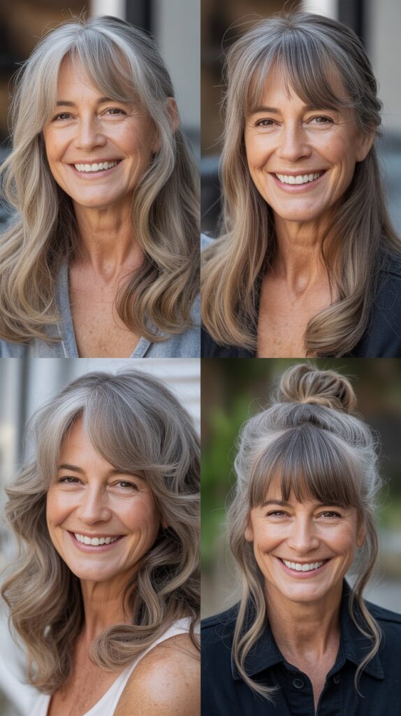 36 Youthful Sassy Long Hairstyles for Older Women That Still Feel Fresh 10 Long Hair with Curtain Bangs