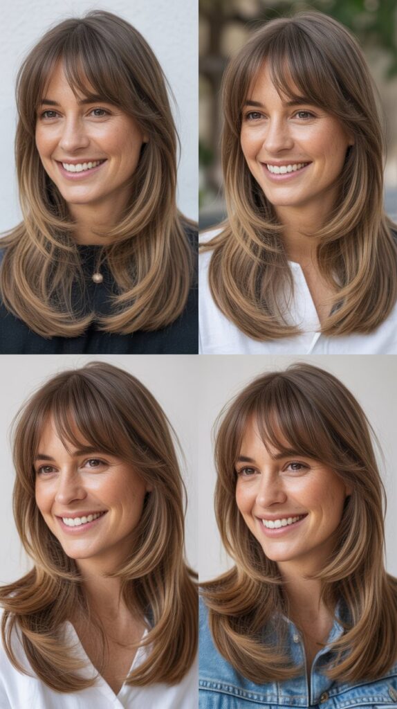 Center-Parted Bangs with Long Layers