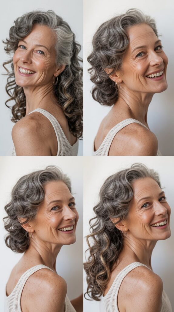 36 Youthful Sassy Long Hairstyles for Older Women That Still Feel Fresh 22 Long Loose Curls with Side Part