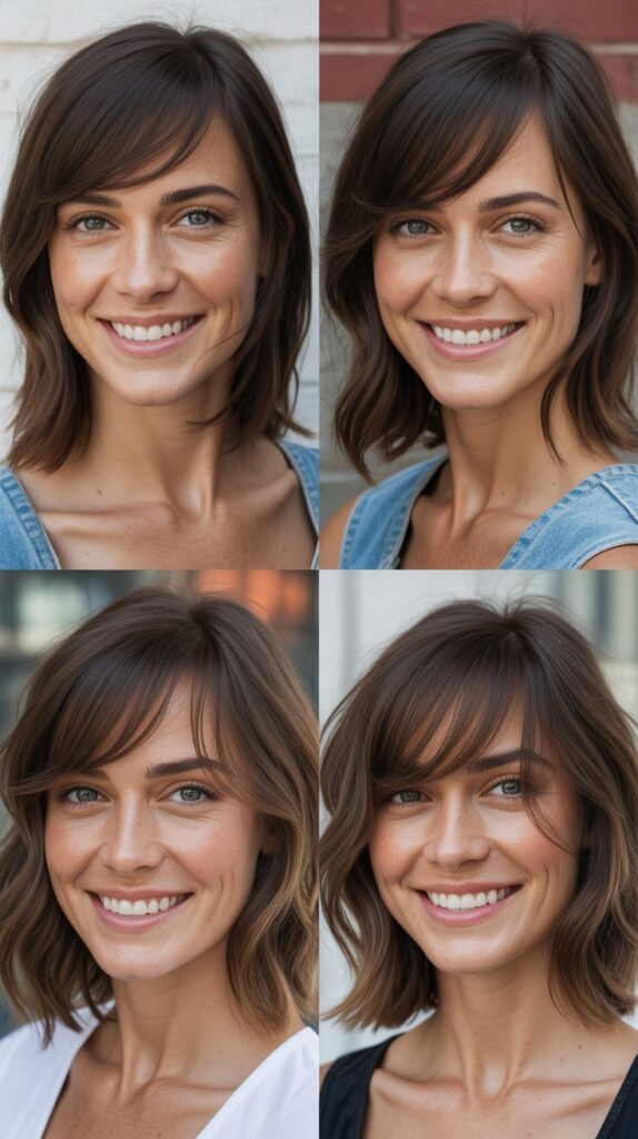 A-Line Cut with Side Bangs and Internal Texture