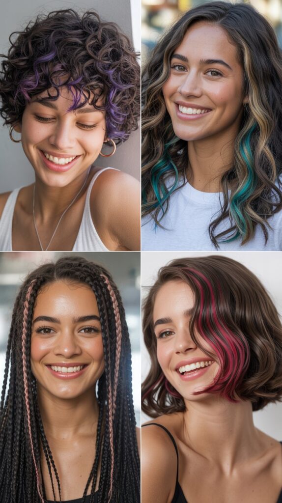 50 Long Layered Haircuts to Try—Front & Back Views 35 Layered with Peek-A-Boo Color