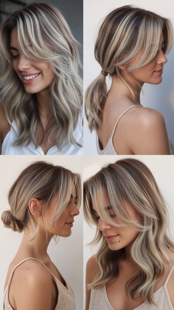 Layered Hair with Platinum Highlights