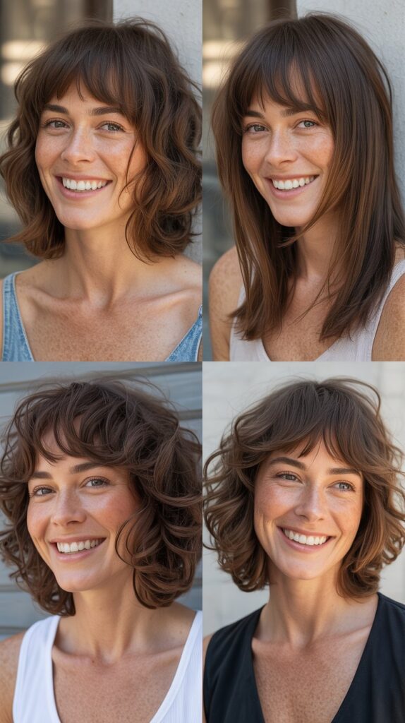 Layered Shag with Brow-Skimming Bangs