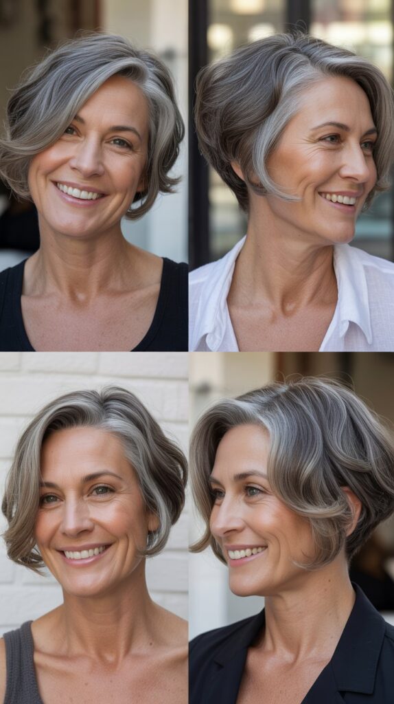 31 Trendy Hairstyles for Women Over 60 That Make You Look Younger 27 Graduated Bob with Nape Undercut