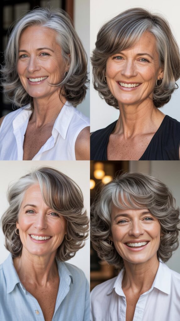 26 Perfect Hairstyles for Women Over 60 with Fine Medium Hair for Maximum Lift 4 Angled Lob with Internal Layers