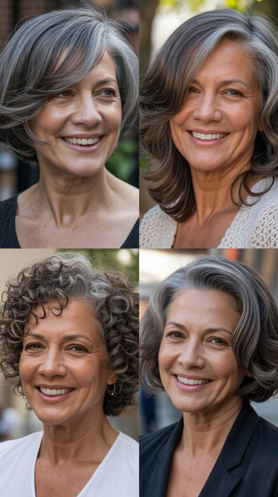 27 Must-Try Hairstyles for Women Over 60 with Fine Medium-Length Straight Hair 5 Side-Swept Asymmetrical Bob