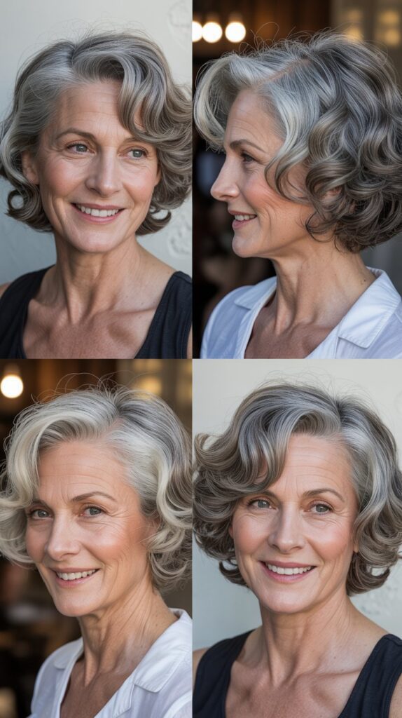 27 Must-Try Hairstyles for Women Over 60 with Fine Medium-Length Straight Hair 11 Side-Parted Volume Style