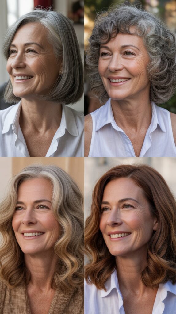 30 Youthful Medium-Length Hairstyles for Women Over 70 You'll Want to Copy 6 The Blunt Cut Midi with Middle Part