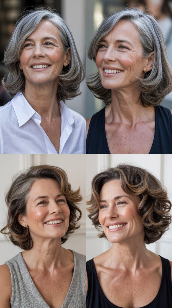27 Must-Try Hairstyles for Women Over 60 with Fine Medium-Length Straight Hair 3 The Shoulder-Grazing Lob with Subtle Layers