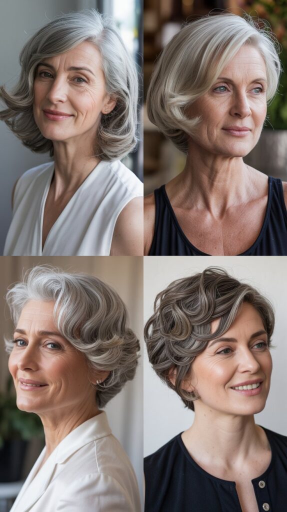 27 Must-Try Hairstyles for Women Over 60 with Fine Medium-Length Straight Hair 26 Side-Swept Style with One-Side Tuck