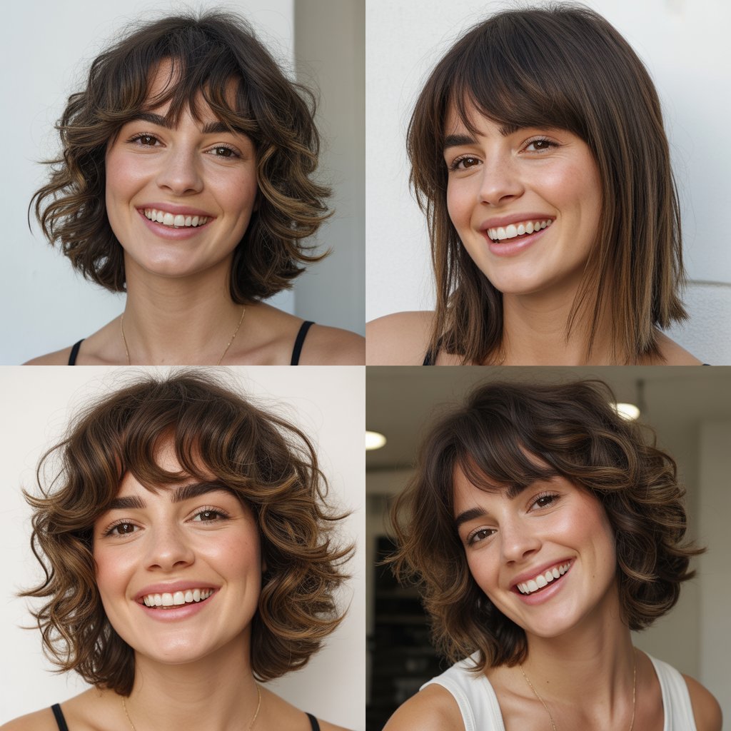 Tousled Lob with Piecey Bangs