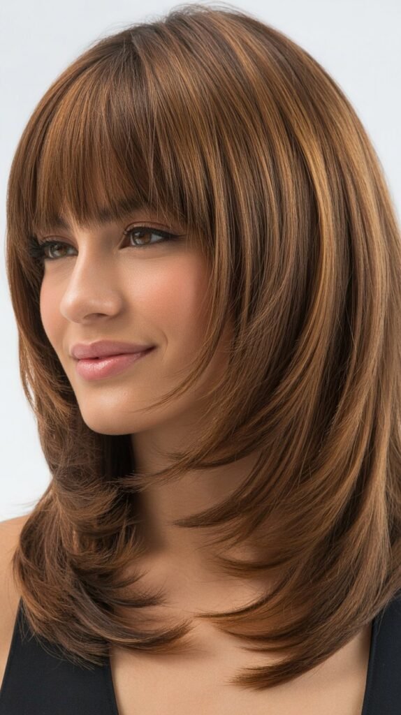 Texturized Layers with Blunt Bangs