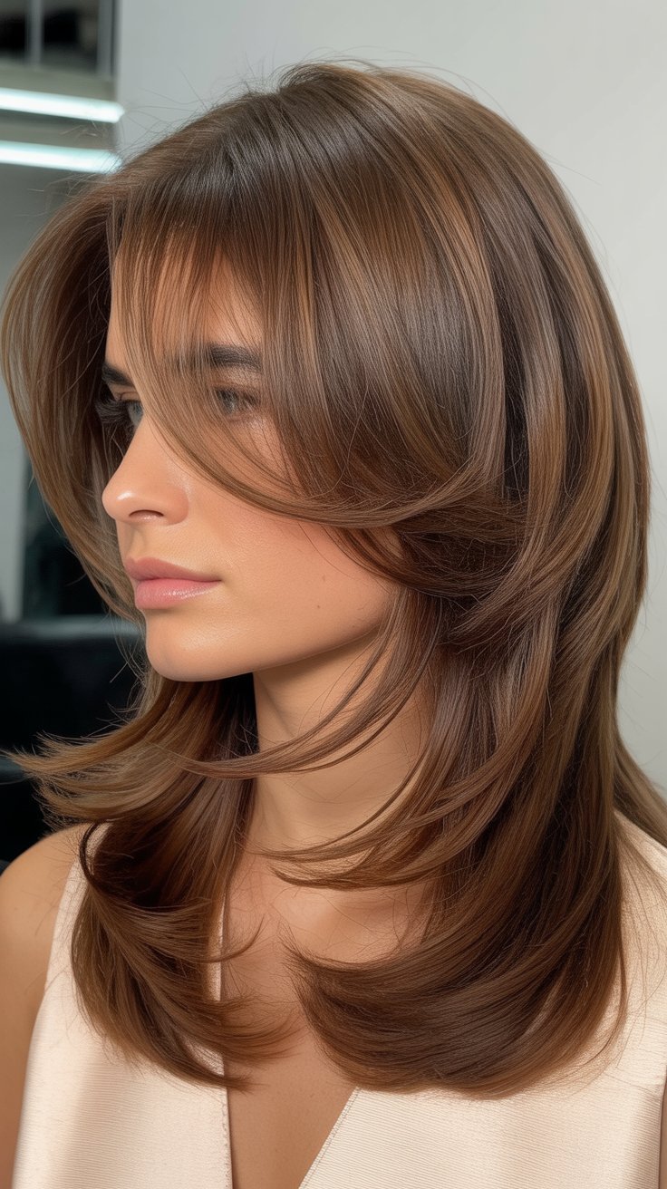 25 Stylish Mid-Length Hairstyles with Layers and Bangs That Look Expensive