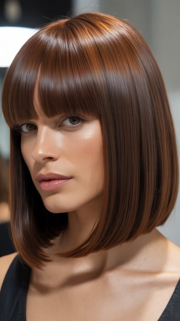 Straight Lob with Straight Bangs