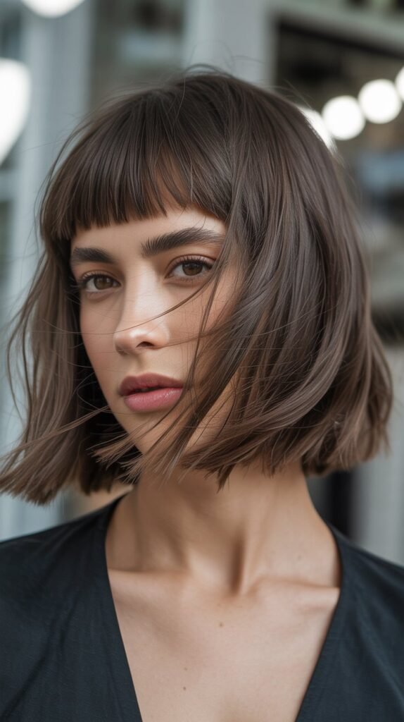 Edgy Choppy Bob With Micro Fringe