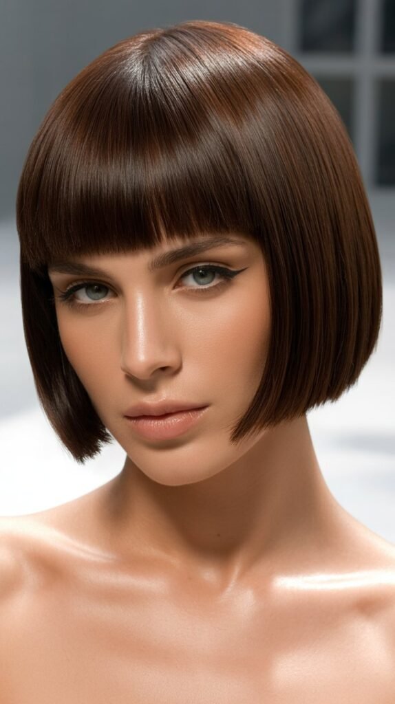 Sleek French Bob with Blunt Bangs