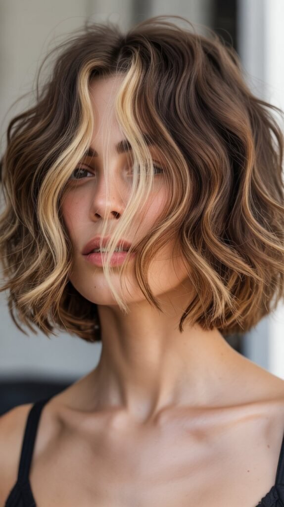 Messy Bob with Money Pieces