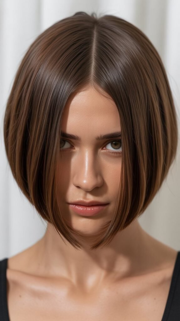 Sleek French Bob with Middle Part