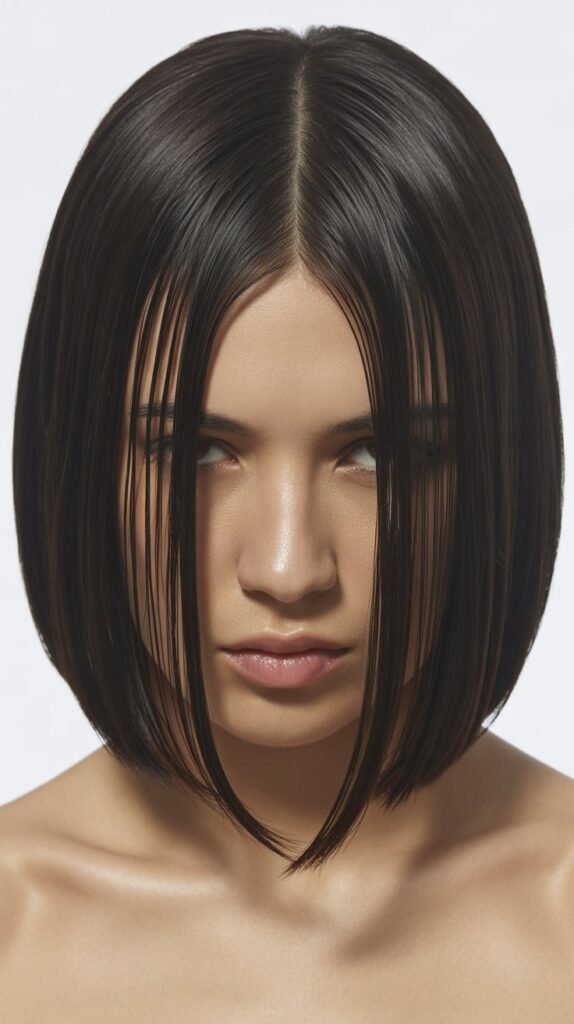 Sleek Middle Part Long Bob
