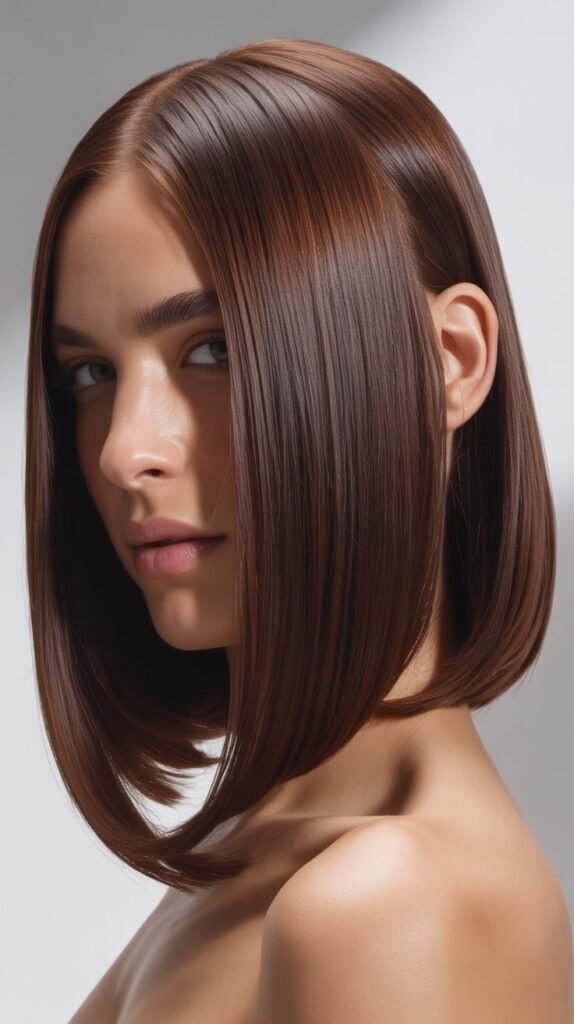 Sleek Long Bob with Deep Side Part