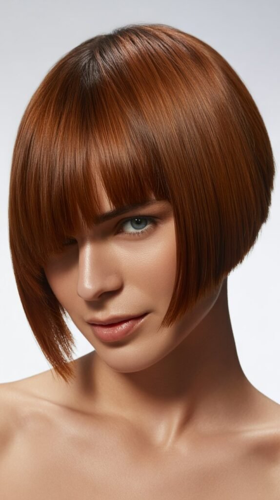 Asymmetrical Bob With Angled Fringe