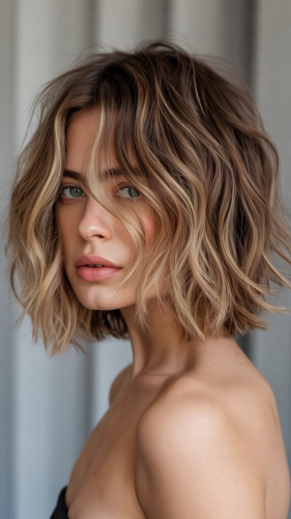  Messy Bob with Money Pieces