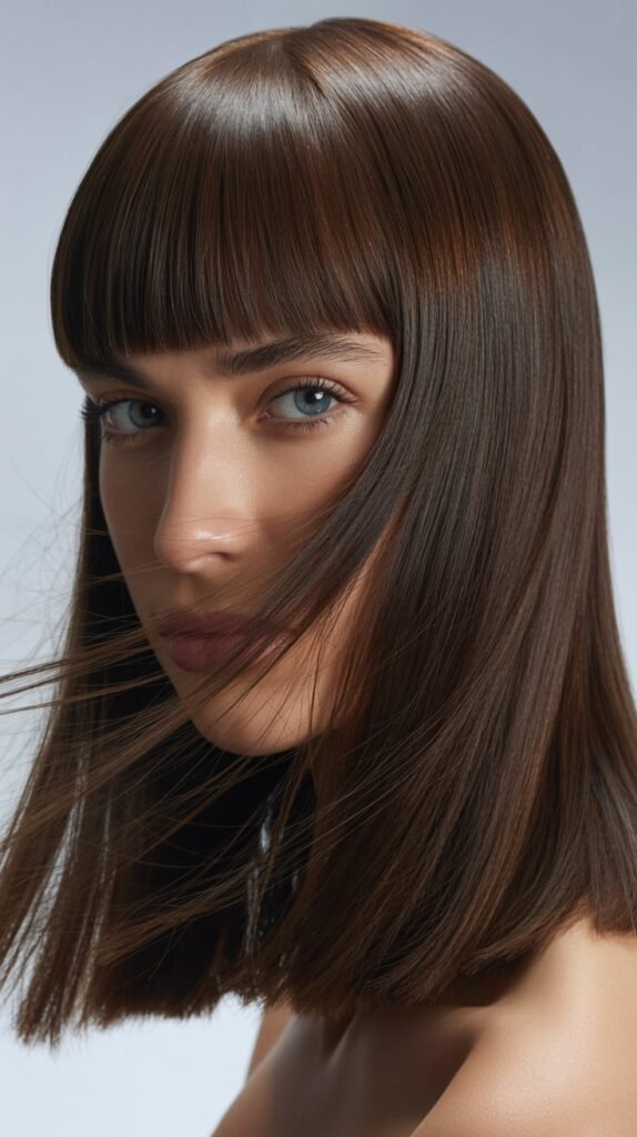 Sleek Straight Bangs with Shine