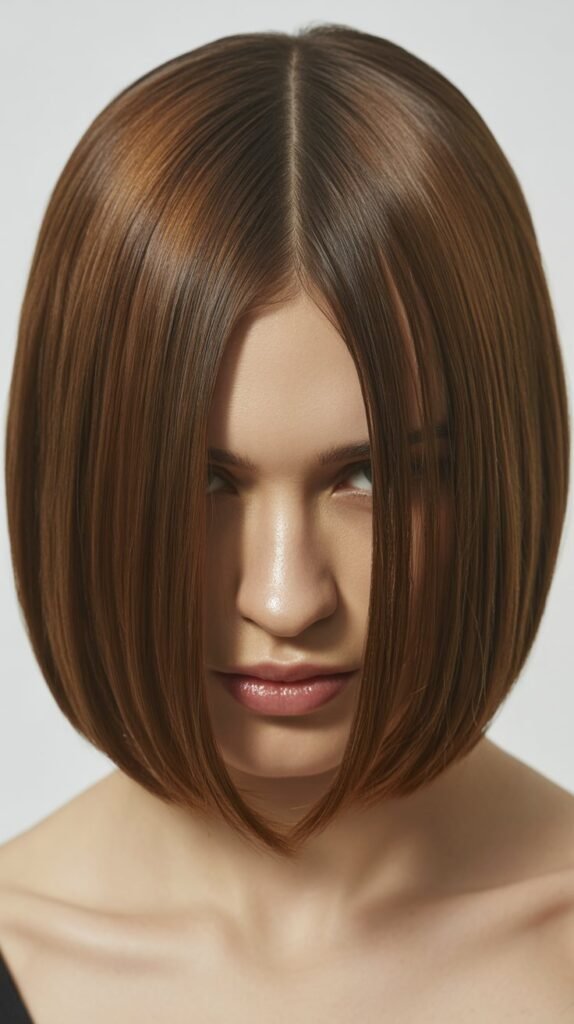 Sleek French Bob with Middle Part