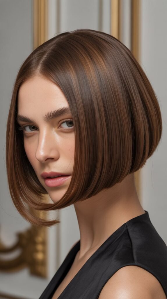 Sleek French Bob with Middle Part