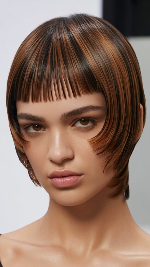 Sleek Modern Shag With Micro Bangs