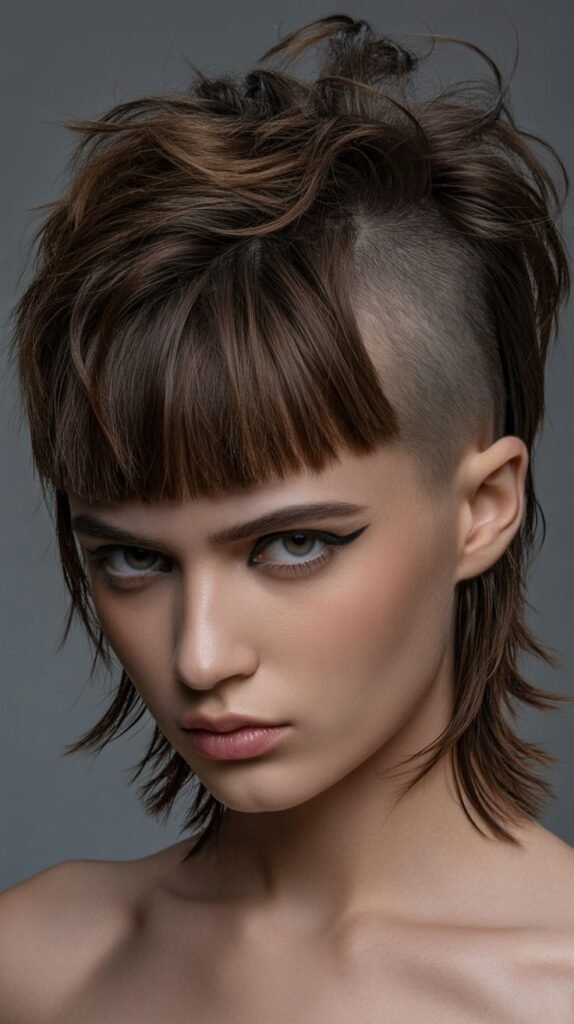 Edgy Undercut Shag With Thick Bangs